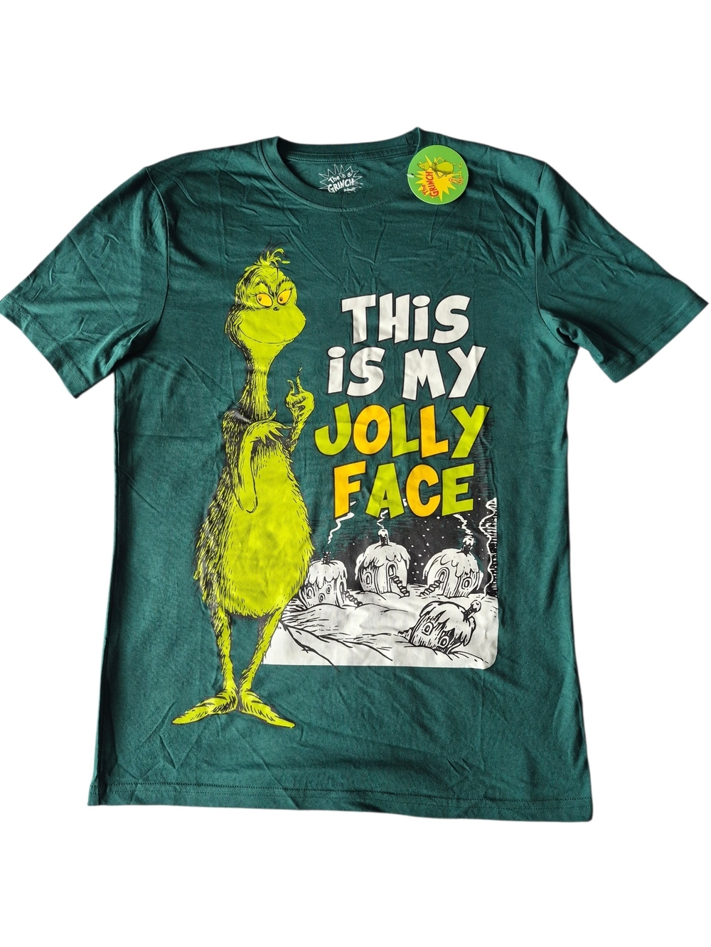 Dr. Seuss The Grinch "This Is My Jolly Face" Short Sleeve Tee - Green